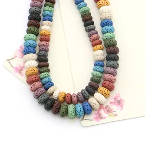 Colorful natural lava rock abacus beads for DIY jewelry making and bracelet crafting