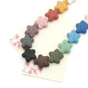 Colorful star-shaped lava rock beads with porous texture for DIY jewelry making