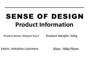Detail chart of 320g cashmere-like scarf with 180x70cm dimensions and material specs