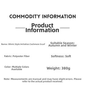 Detailed material specifications for soft polyester cashmere-like tassel winter scarf
