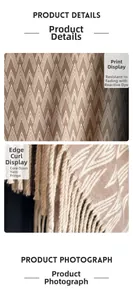 Close-up of core-spun yarn texture and tassel fringe on a geometric pattern scarf