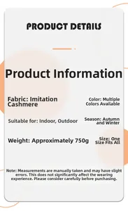 Product details of the 750g faux cashmere winter poncho showing specs and materials