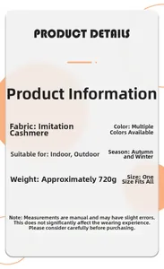 Spécifications détaillées du poncho d'hiver en imitation cachemire avec un poids de 720g
