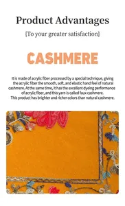 Detailed close-up of yellow faux cashmere shawl with vibrant floral embroidery patterns