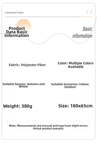 Detailed size and material chart for the 180x65cm autumn winter cashmere-like scarf