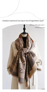 Détails du motif jacquard géométrique sur une écharpe douce en cachemire synthétique