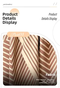 Detail showing soft pilling-resistant cashmere-like fabric with geometric stripes