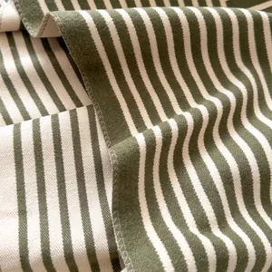 Winter geometric stripe reversible cashmere-feel scarf shawl in forest green and beige