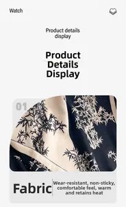 Detail view of bamboo print cashmere-like scarf showing warm anti-pilling fabric texture