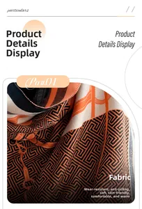 Detalle de tela jacquard geométrica suave con textura térmica y anti-pilling