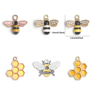 Legering Emaille Bij Honingraat Bedeltjes Voor Sieraden Maken Zonnebloem Madeliefje Honingpot Hangers Voor DIY Vrouwen