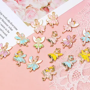 Zinc Alloy Enamel Flower Fairy Charms For DIY Jewelry Making Cute Angel Elf Pendants For Bracelets Necklaces Keychains Women Girls Handmade Accessories