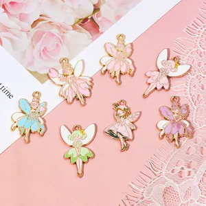 Detail of colorful fairy charms for DIY jewelry making with gold-plated alloy edges