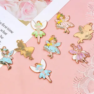 Detailed macro view of colorful alloy flower fairy charms for DIY jewelry making