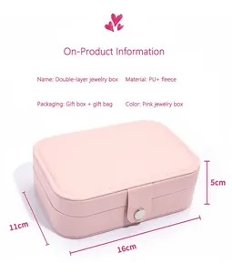 Portagioie rosa a doppio strato 16x11x5cm in pelle PU con confezione regalo inclusa