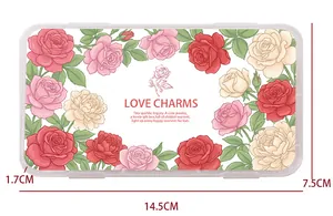 Vue détaillée des dimensions de la boîte à bijoux florale avec imprimé Love Charms