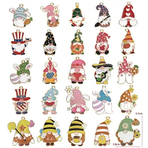 Lot de 25 breloques gnomes colorées en émail pour bijoux DIY et porte-clés artisanaux