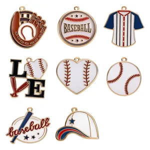 Ciondoli in Lega Smaltata a Tema Baseball per Creazione Gioielli Fai-da-Te Collana Portachiavi Sportivi Cuore Guanto Maglia Cappello Accessori
