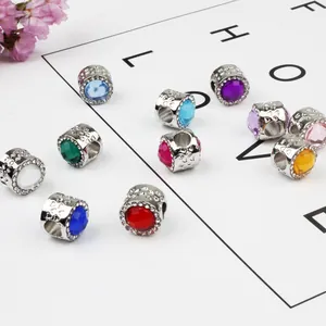 Cuentas de ojo de gato facetadas de colores con borde de metal para pulseras DIY