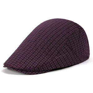 Britse Vintage Platvink Pet Mannen Vrouwen Verstelbaar Ademend Ivy Hat Retro Gingham Newsboy Cap Reizen