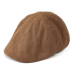Vintage Faux Suede Beret Flat Cap For Women Adjustable Solid Color Casual Peaked Hat Spring Autumn Fashion Headwear Accessories