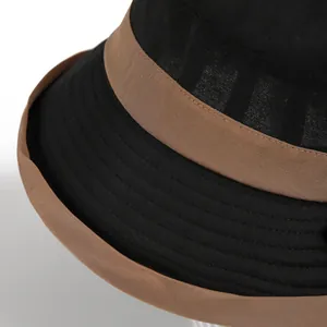 Detail view of reinforced stitching and breathable mesh material on the sun hat