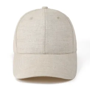 Berretto da baseball in lino traspirante beige, elegante cappello parasole per uomo e donna