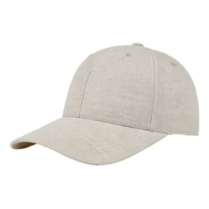 Berretto da baseball beige in lino a spina di pesce per protezione solare estiva traspirante