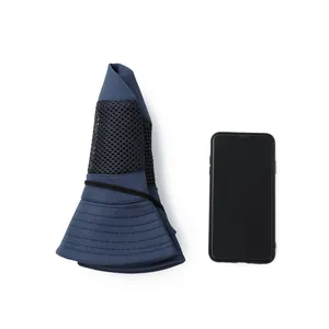 Chapeau de soleil pliable bleu foncé avec maille respirante et sangle pour l'extérieur