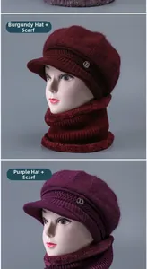 Detail of warm knitted hat and neck gaiter set with fleece lining for winter comfort