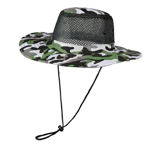 Détails du chapeau de soleil camouflage avec mesh respirant et mentonnière ajustable