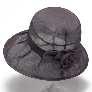 Elegant summer sun hat for elderly women featuring breathable mesh and floral decoration
