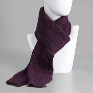 Sciarpa spessa in pelliccia di coniglio viola scuro per anziane con maglia a righe