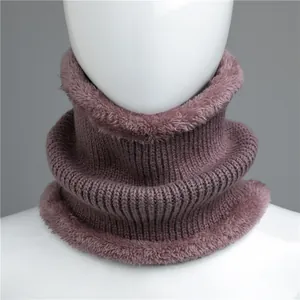 Cache-cou Tricoté Chaud d'hiver Hommes Femmes Doublure Polaire Épaisse Coupe-vent Écharpe Snood Tricotée à Côtes Guêtre de Cou Thermique