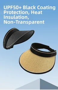 Detail view of foldable sun hat with UPF50+ vinyl coating and straw texture fabric