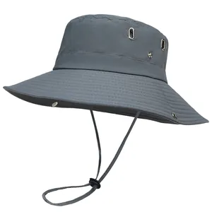 Sombrero de sol para hombre gris oscuro con ala ancha y correa ajustable para senderismo