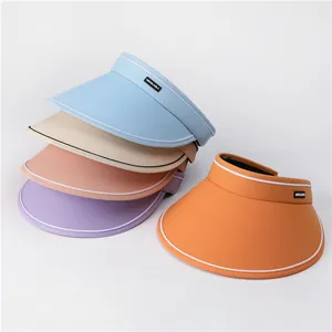 UPF 50+ sun visors for women in various colors with wide brims for UV protection