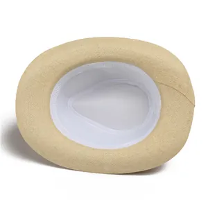 Vue détaillée de la structure interne, du bandeau et de la texture du chapeau de paille