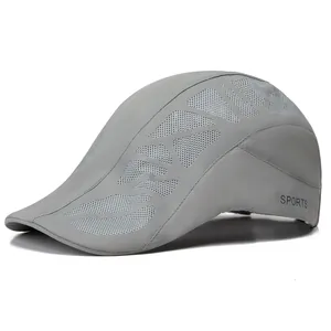 Men's Quick Dry Breathable Mesh Ivy Cap Sun Protection Flat Cap With Sports Letter Print Casual Outdoor Summer Sport Hat