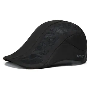 Men's black mesh ivy cap with breathable quick-dry fabric and Sports print