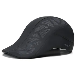 Breathable black mesh ivy cap for men with quick-dry fabric and Sports print