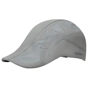 Grey mesh breathable sports newsboy cap for men featuring lightweight quick-dry fabric