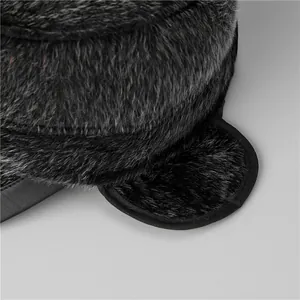 Winter faux fur earmuff baseball cap for elderly men with thick gray plush lining
