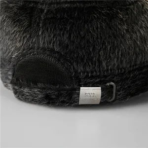 Winter faux mink fur thermal baseball cap for elderly men with adjustable metal buckle