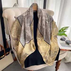 Vintage Satin Square Scarf For Women Elegant Silk Feel Botanical Jungle Animal Print Luxury Neck Scarf Shawl
