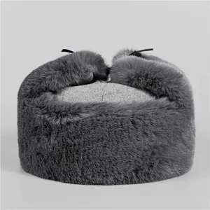 Men's Winter Warm Trapper Hat Faux Fur Ear Flap Lei Feng Hat Windproof Cotton Blend Ushanka Hat For Elderly Dad Outdoors