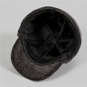 Detail of warm thickened fleece lining and high-quality stitching in winter hat
