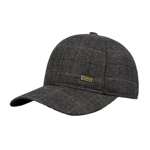 Berretto da baseball invernale da uomo con paraorecchie pieghevoli in tweed grigio fumo