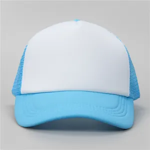 Casquette trucker classique en mesh bleu et blanc avec visière rigide pour logo d'équipe