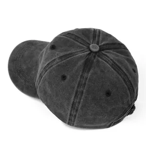 Berretto da baseball in denim lavato grigio antracite con classica struttura a 6 pannelli